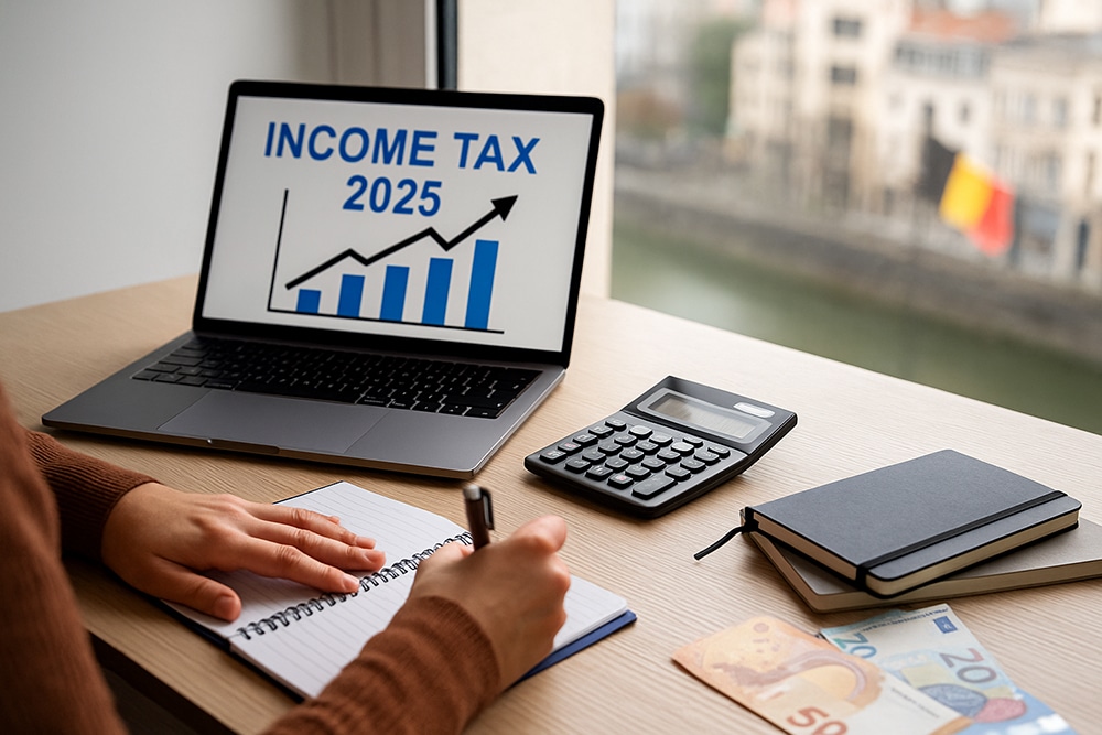 دليل حساب ضريبة الدخل السنوية في بلجيكا 2025: خطوات مبسطة لتحديد المبلغ المستحق