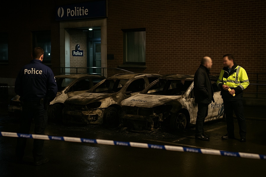 إحراق سيارات شرطة في بروكسل: توقيف مشتبه به والتحقيق مستمر