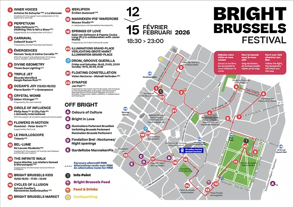 مهرجان برايت بروكسل وعروض ضوئية على مبانٍ تاريخية في وسط العاصمة